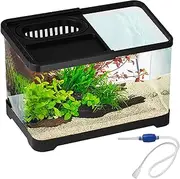 Betta Fish Aquariums, 30x19x18cm, Desktop Small Fish Tank Kits, Clear Landscape Aquarium Decorative for Betta Shrimp Guppy