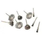 9pcs */ Rotary Steel Wire Brush-Drill Attachment-Cup Wheel Set-Tool Rust Removal
