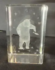 3D Grizzly Bear Paperweight Laser Etched Crystal Cube - 1 7/8" x 1 7/8" x 3 1/8"