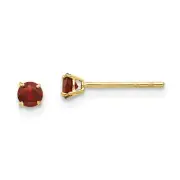 14K Yellow Gold 3mm Round Garnet Stud Earrings Madi K Children's Jewelry
