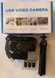 USB Video Camera With Tripod HD 1080P Plugin Play 1920 x 1080 Stereo Mic H.264