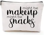 Friend Gifts for Women Gifts for Friends Female Friendship Gifts for Women Friends Gifts for Women MakeUp Bag, White, Might Be Makeup, Might Be Snacks