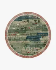 245' Round | Machine Washable Runner Rug | Kid & Pet Friendly | Indoor Rug | Alder Green Rug | Ruggable
