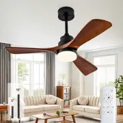 42 Inch Wood Ceiling Fans with Lights and Remote, 3 Blades Outdoor Walnut Cei...