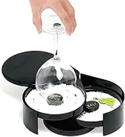 3-Tier Bar Salt Sugar Lime Margarita Cocktail Glass Rimmer，Bartender Tool,Salt Box Spice Container (Black)