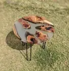 Round Walnut Wood Table, Smoky Epoxy Table, Round Table,Made To Order Furniture