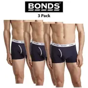 Mens Bonds Guyfront Trunk 3 Pack Cotton Stretch Seamfree Navy Work Sport MZVJ