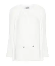Lanvin Ruffled Hem Pleated Blouse FR36,FR38,FR40 White