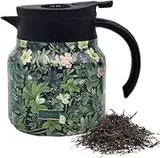 Insulated Tea Pot | 1000ml Tea Infuser Tumbler Vintage Floral Pattern,Aesthetic Tea Infuser, Insulated Teapot Mug for Blooming and Loose Leaves Tea