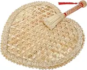 GOOHOCHY Handheld Woven Fan for Summer Cooling Decorative Rustic Wedding Hand Fan Portable for Home Decor Beach Outings and Photography