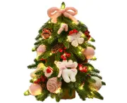 Mini Christmas Tree Snow Flocked 40Cm Prelit Artificial Tabletop Tree Holiday Decoration With 35 Lights And Cloth Bag Base Xmas Home Table Small,Style 2