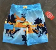 Wonder Nation Boys Quick Dry Swim Trunks Shorts Pocket Tropical Shorts XS (4-5)