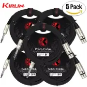 5-PACK Kirlin 3FT XLR Female to 1/4" TRS Plug 24AWG Patch Cable MP-484 PR-03/BK