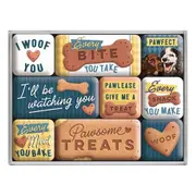 9pc Nostalgic Art Dog Treats 2.2cm/4.5cm Magnet Set Kitchen/Home Fridge Decor