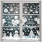 MH MOIHSING Christmas White Snowflakes, Reusable Window Clings Decal Stickers Ornaments for Winter Frozen New Year Party Supplies Wonderland Decorations