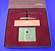 Vintage Sheaffer Green Onyx Desk Set G6 w/Original Box & Instructions # 5286