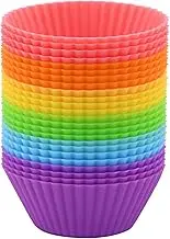 Mirenlife 2 Inch Mini Size Silicone Baking Cups Reusable Muffin Cups Nonstick Mini Cupcake Liners Chocolate Holders Truffle Cups, 24 Pack, 6 Vibrant Colors, Round