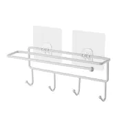 Tissue Storage Holder Towel Rack Hook Holder Kitchen Bathroom Shelf Hanging White
