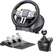 PXN V9 GEN2 Universal Racing Wheel 270 900 Degree Rotation 3 Pedal and Gear Shifter Bundle for PC Xbox One Xbox Series X S PS4 PS3 Nintendo Switch Sim Racing Steering Wheel
