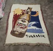NOS Vtg Amstel Light Beer Throw Blanket Woven Afghan Beer Northwest Co. 1990's