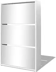 [vidaXL] 3-Layer Shoe Cabinet with Mirrors - Stylish and Practical Storage Solution for Shoes - Made of Engineered Wood - White, 63x17x102.5 cm