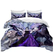 Snowy Forest Owls Horses and Purple Fairy Queen Quilt Cover