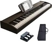 FUQID Retro Universal Keyboard Piano, Home Practice Accompaniment Electric Keyboard Piano Set for Adults and Children(Black,Triple Pedal+Bag_A)