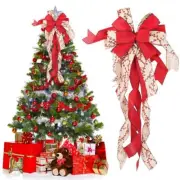 Christmas Tree Topper Wreath Bow Large White Red Christmas Bow Tree Topper Decor