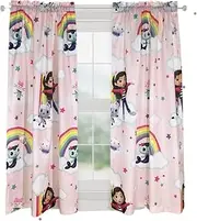 Franco DreamWorks Gabby's Dollhouse Kids Room Window Curtains Drapes Set, 82 in x 63 in, (Official Gabby's Dollhouse Product)