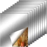 10 Pieces Flexible Mirror Sheets, Self Adhesive Decorative Plastic Mirror Tiles