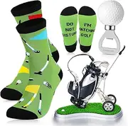 Yaomiao 3 Set Mini Golf Pen Gifts Set for Men Dad Cool Office Gadget Desk Accessories Golf Sock Golf Ball Bottle Opener Golf Lover Stocking Stuffers Birthday Party