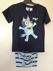 NWT Size 5 Bluey boys Striped Pyjama pj Set - Navy/Blue Stripe - summer