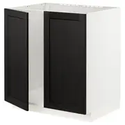 METOD base cabinet for sink + 2 doors, white/Lerhyttan black stained, 80x60x80 cm