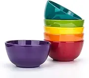 Melamine Bowls Set - 28oz 6inch 100% Melamine Cereal/Soup/Salad Bowls,Set of 6 in 6 Assorted Colors | Shatter-Proof and Chip-Resistant Dishwasher Safe,BPA Free