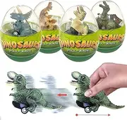 4 Pack Jumbo Eggs with Dinosaur Pull Back Cars, Dinosaur Toys for Kids,Dino Vehicles for Christmas Party Favors,Goodie Bag, Birthday Gifts