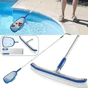 Swimming Pool Brush Set Swimming Pool Cleaning Brush with 63in Handle Lightweight Pool Brush Set Adjustable Aluminum Handle Pool Brush Easy Storage Sponge Scrub Brush for Tile Pool Wall