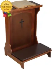 Solid Wood Prayer Bench Stool with Shelf and Cushion Church Prayer Bench Table C