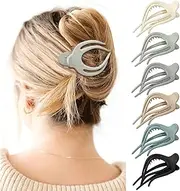 French Concord Hair Clips Claw - 6Pcs Side Slid Flat Hair Clips for Volume Strong Hold No Slip Grip Hair Claw Clips for Women Girls Thick Thin Hair (Matte Curved(Medium,4 inches) #1)