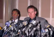 Gary Busey speaks to the press about his near fatal motorcyl - 1989 Old Photo 2