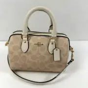 NWT Coach Mini Rowan Crossbody Bag In Signature Canvas In Sand/Chalk CW329