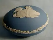 Wedgwood Jasper 1979 Oval-Shaped Lid Small Item Mallard E15