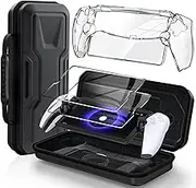 Accessory Kit for Playstation Portal with Carrying Case,[2 Pack] HD Tempered Screen Protector and Hard PC Clear Cover Case,4 in 1 Compatible with PS Portal Accessories Bundle