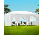 Instahut Gazebo 3x6m Outdoor Marquee Side Wall Party Wedding Tent Camping White 6 Panel