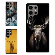 retro wildlife poster moose For Samsung S7 S8 S9 S10 S20 Plus Lite Non slip Case