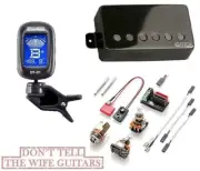 EMG 57 BLACK CHROME ACTIVE HUMBUCKER PICKUP SHORT SHAFT POTS & WIRING ( TUNER )