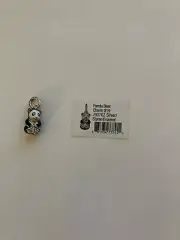 BRIGHTON dangle Panda Bear charm, black, white silver. Brighton emblem on back