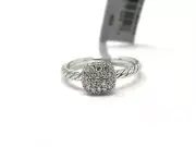 David Yurman Size 6.25 Pave Cushion Stack Ring Sterling Silver / Diamonds NWT