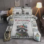 v64 Bed Sheets Raccoon Duvet Cover Set Soft Bedspread Pillowcase Doona Cover Bed Sheets IU64