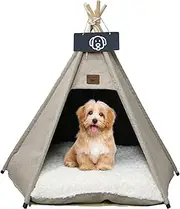 Vinnypet Teepee Tent for Cats and Dogs Pet Tents Houses with Plush Cushion Luxery Dog Tent Cat Tent Removable and Washable Cat House Pet Houses 50 x 50 x 60 cm