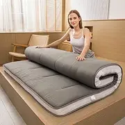 MAXYOYO Extra Thick Japanese Floor Futon Mattress, Folding Tatami Sleeping Pad Foldable Roll Up Mat, Dormitory Mattress Pad Floor Lounger Pillow Bed (Gray, King)